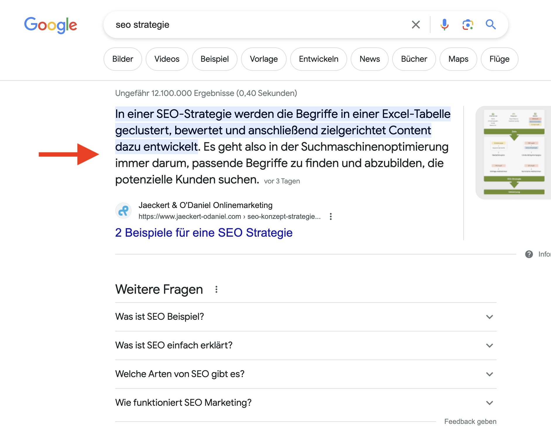 Google Ranking verbessern Beispiel Suchergebnis