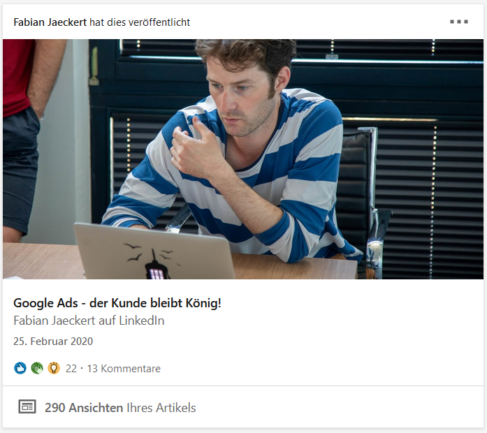 Beispiel für einen LinkedIn Artikel