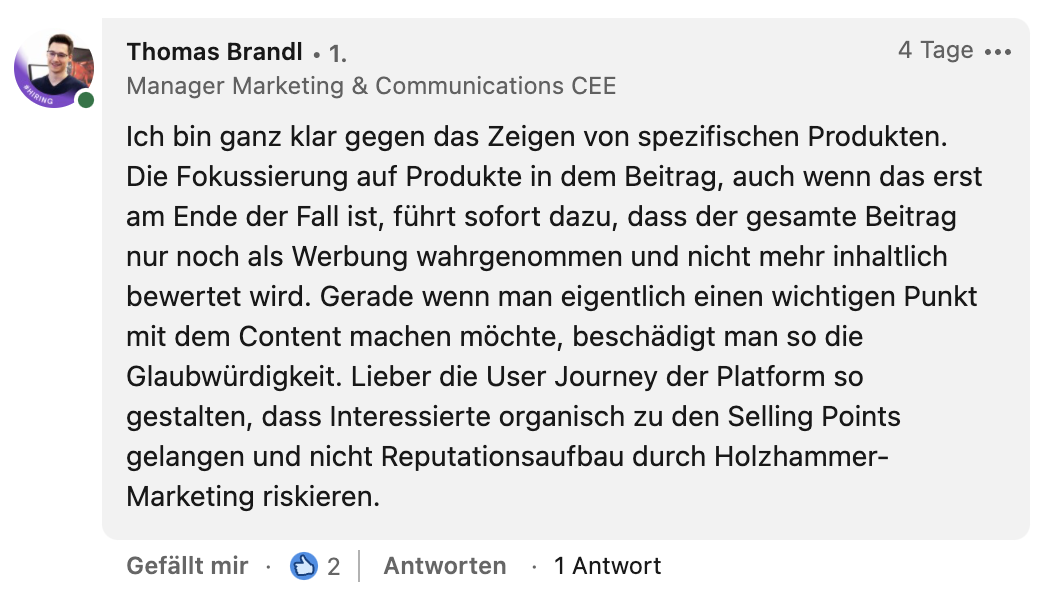Content Marketing keine Produkte