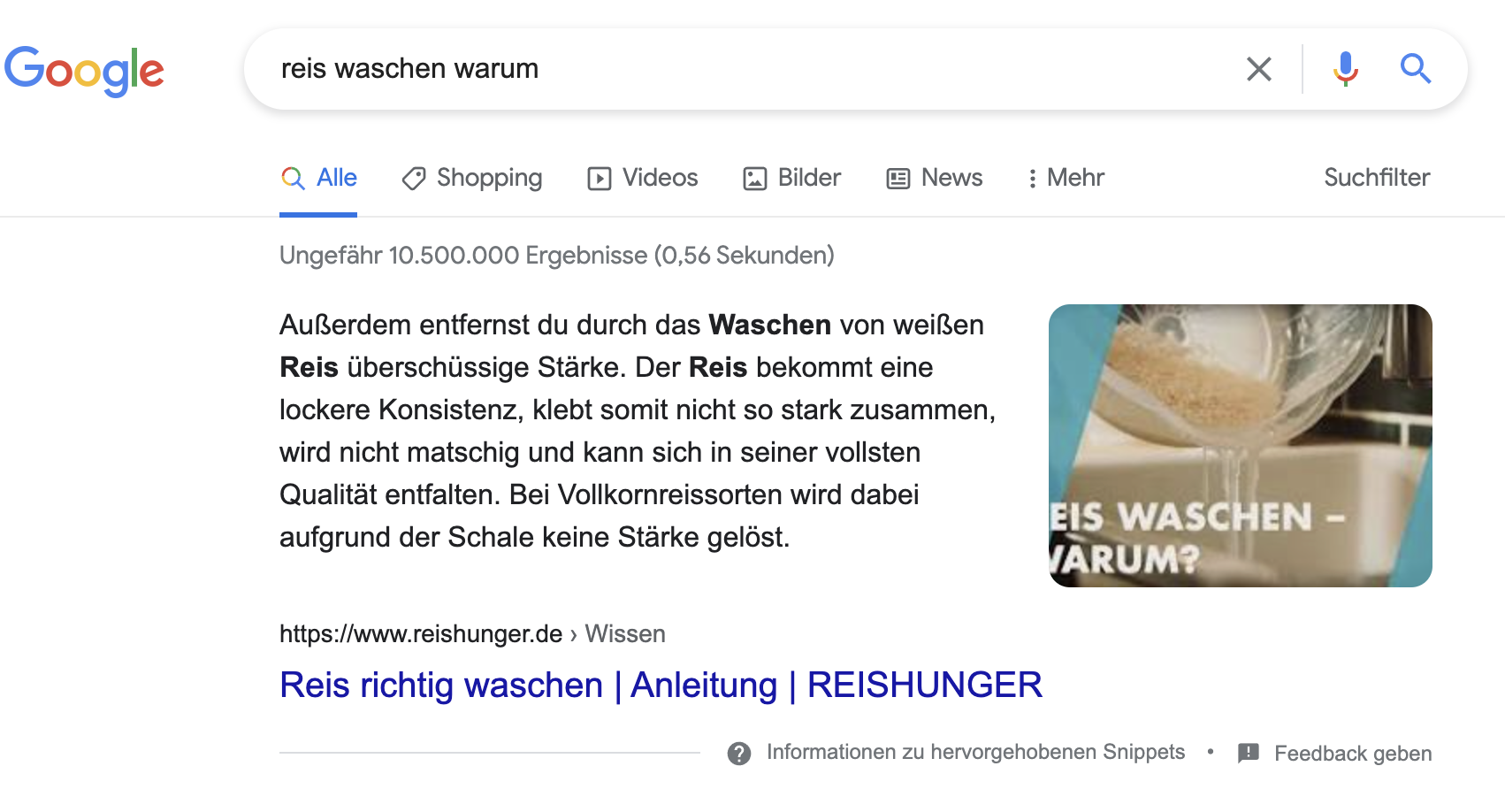 Featured Snippet mit hoher CTR