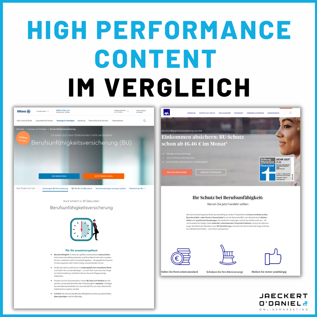 High Performance Content Vergleich