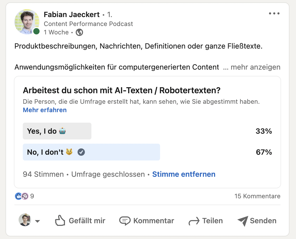 AI Content Umfrage