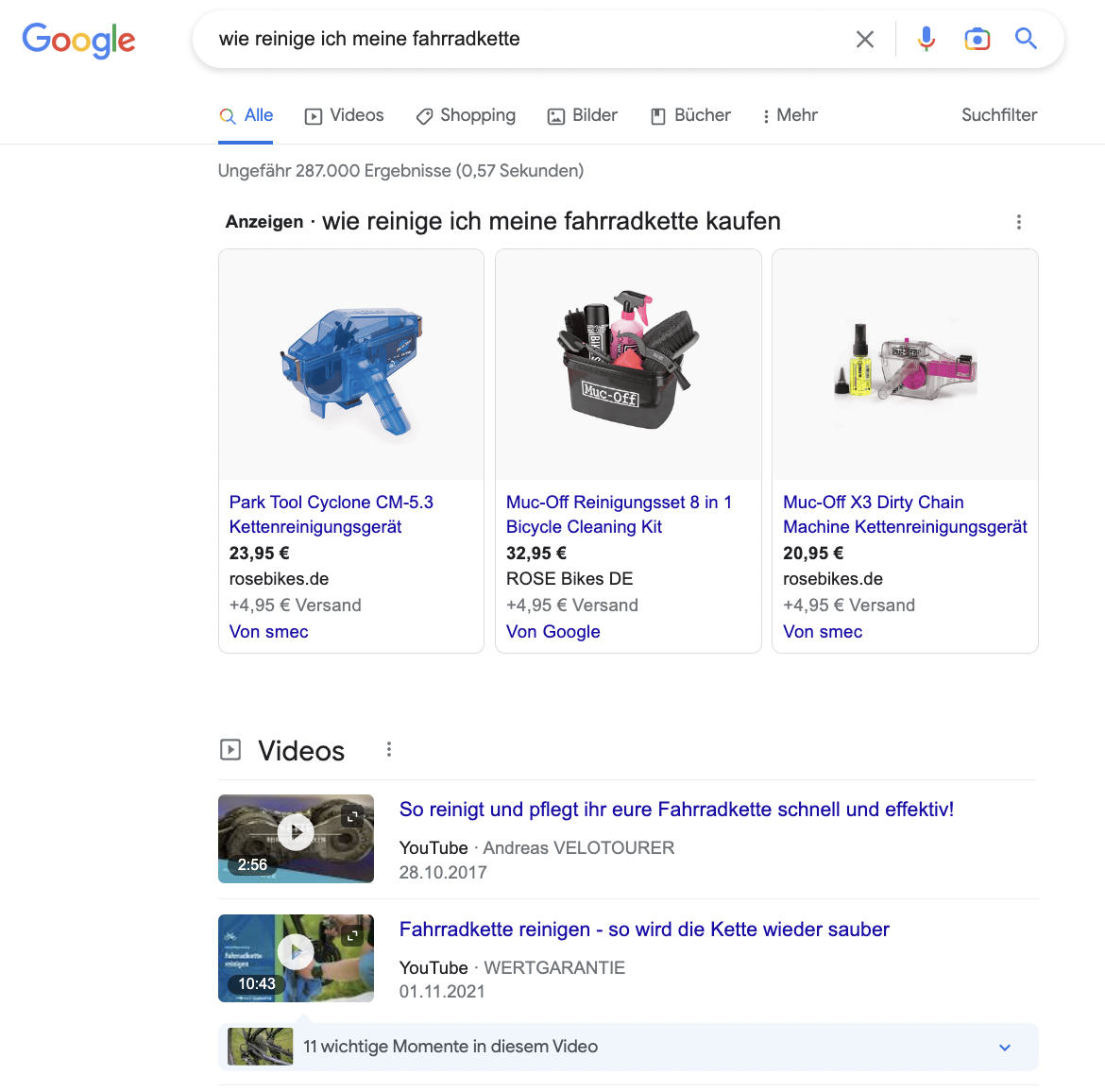Informationelle Anfrage bei Google