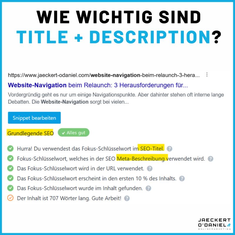 Titel Meta Beschreibung für SEO