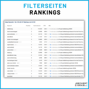 Filterseiten Rankings