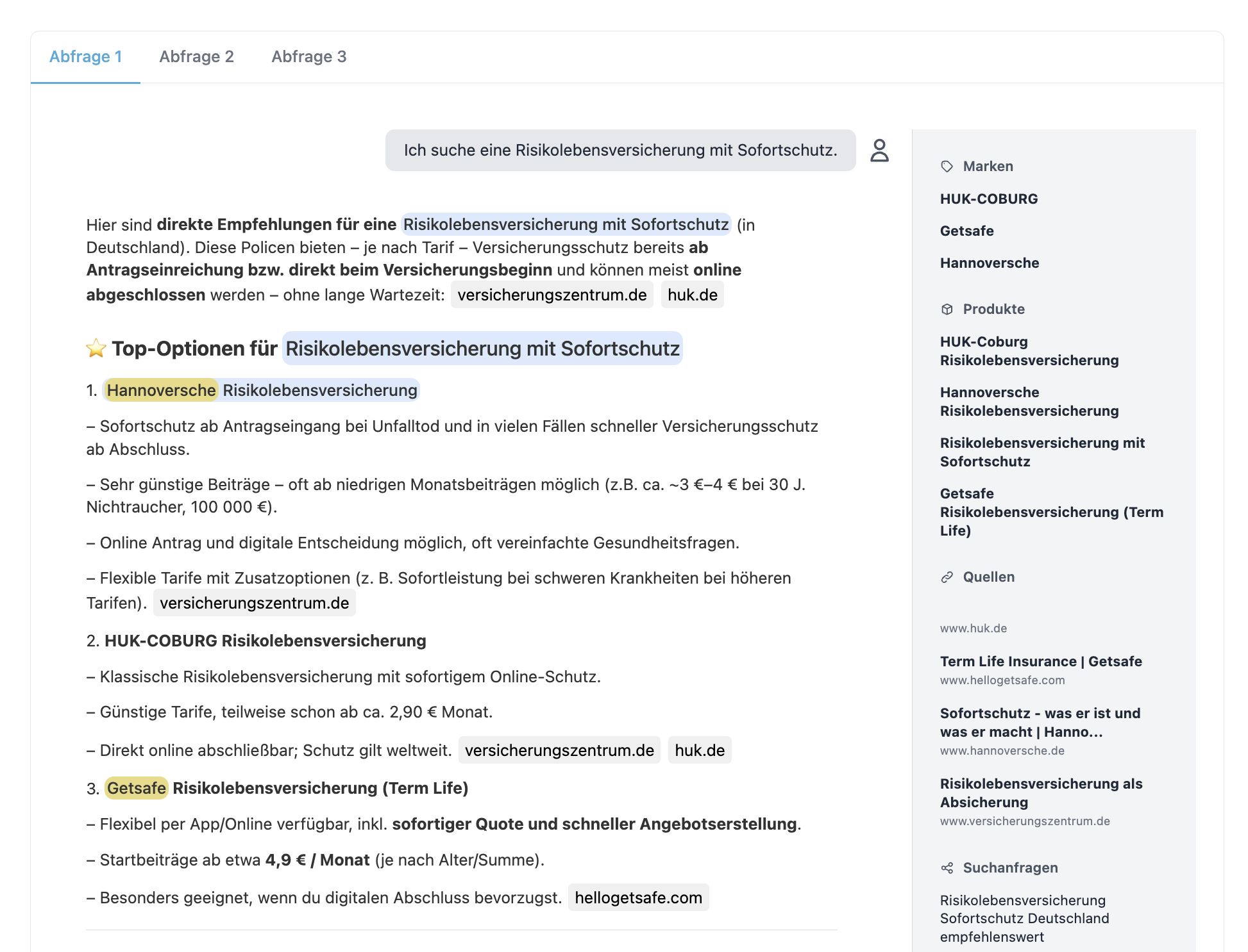 AI Analyse Tool Prompt Abfragen